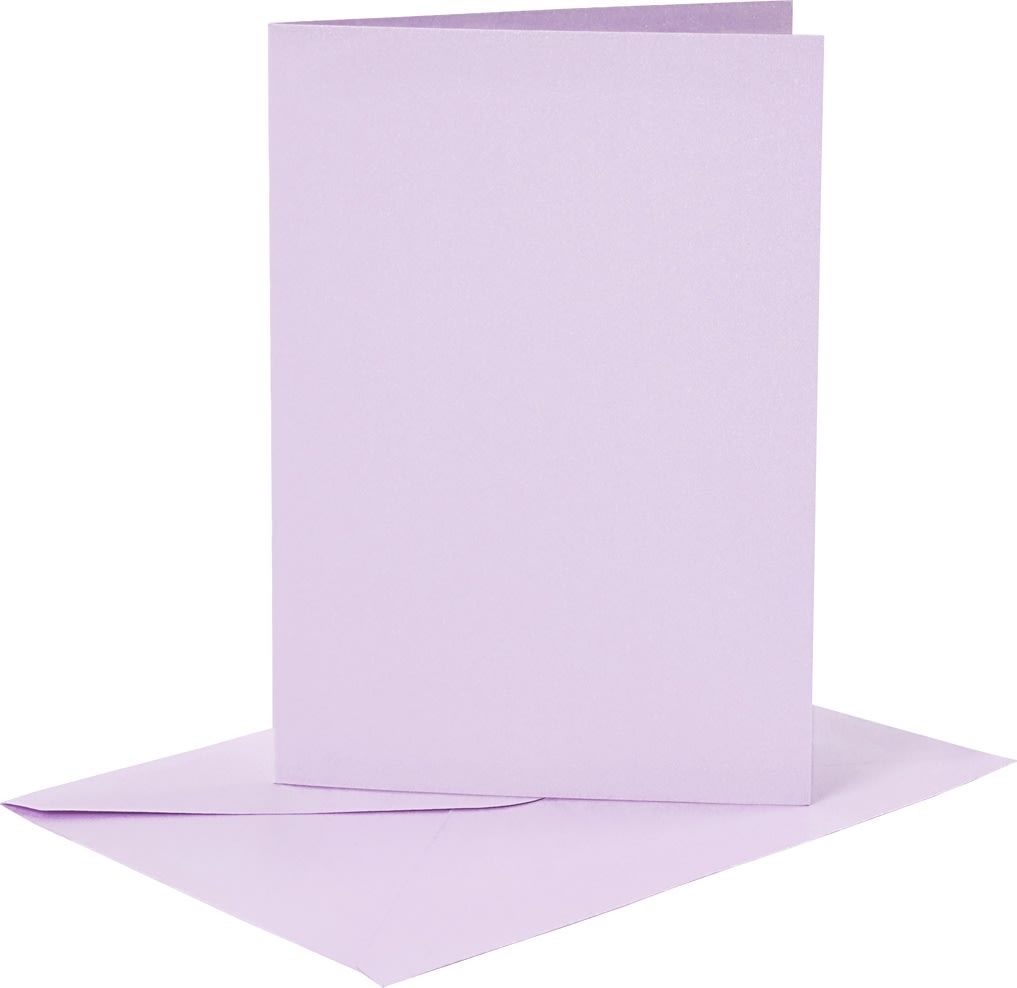 Brevkort og kuverter, 6 sæt, lilla