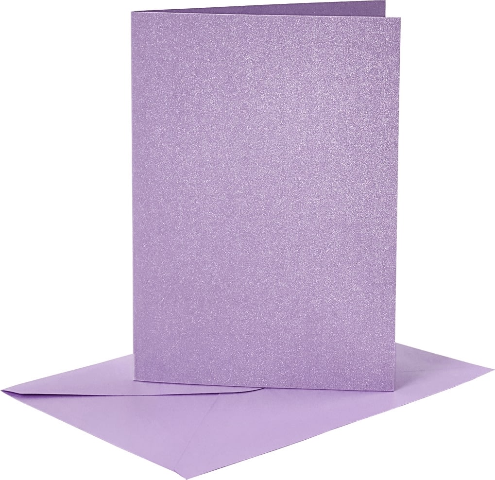 Perlemorskort og kuverter, 4 sæt, lilla