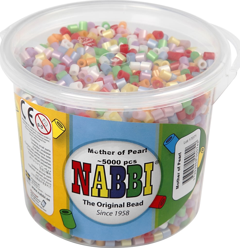 Nabbi Rørperler, 5000 stk, perlemorsfarver