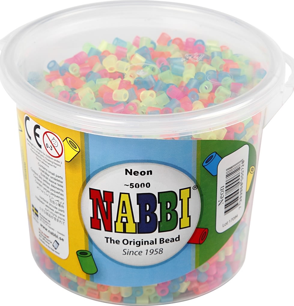 Nabbi Rørperler, 5000 stk, neonfarver