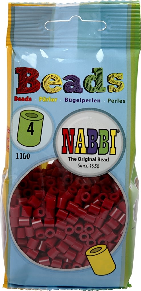 Nabbi Rørperler, 1100 stk, vinrød (4)
