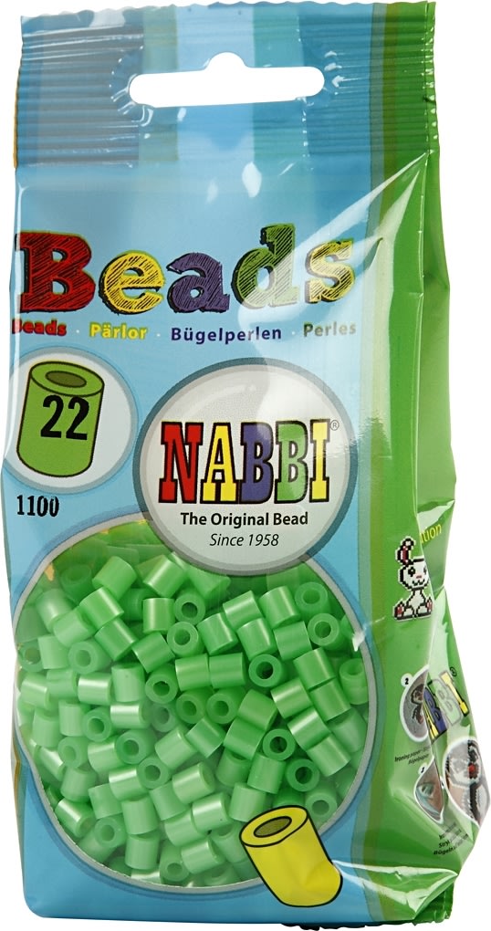Nabbi Rørperler, 1100 stk, grøn perlemor (22)