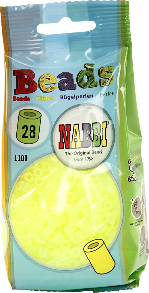 Nabbi Rørperler, 1100 stk, gul neon (28)