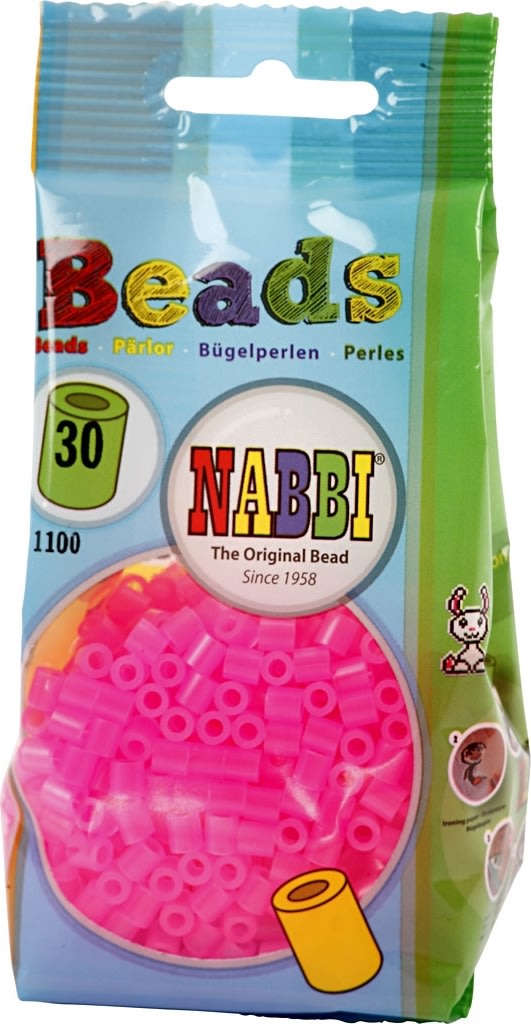 Nabbi Rørperler, 1100 stk, rosa neon (30)
