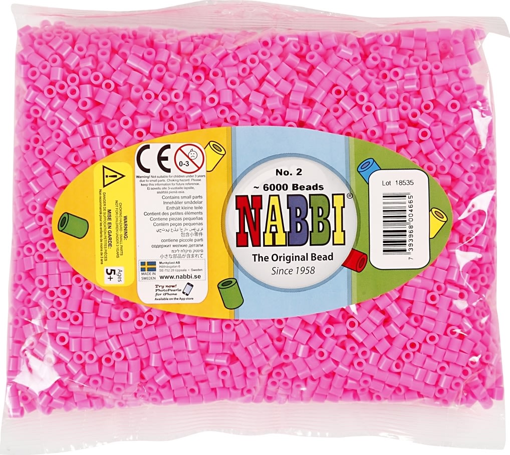 Nabbi Rørperler, 6000 stk, rosa (2)