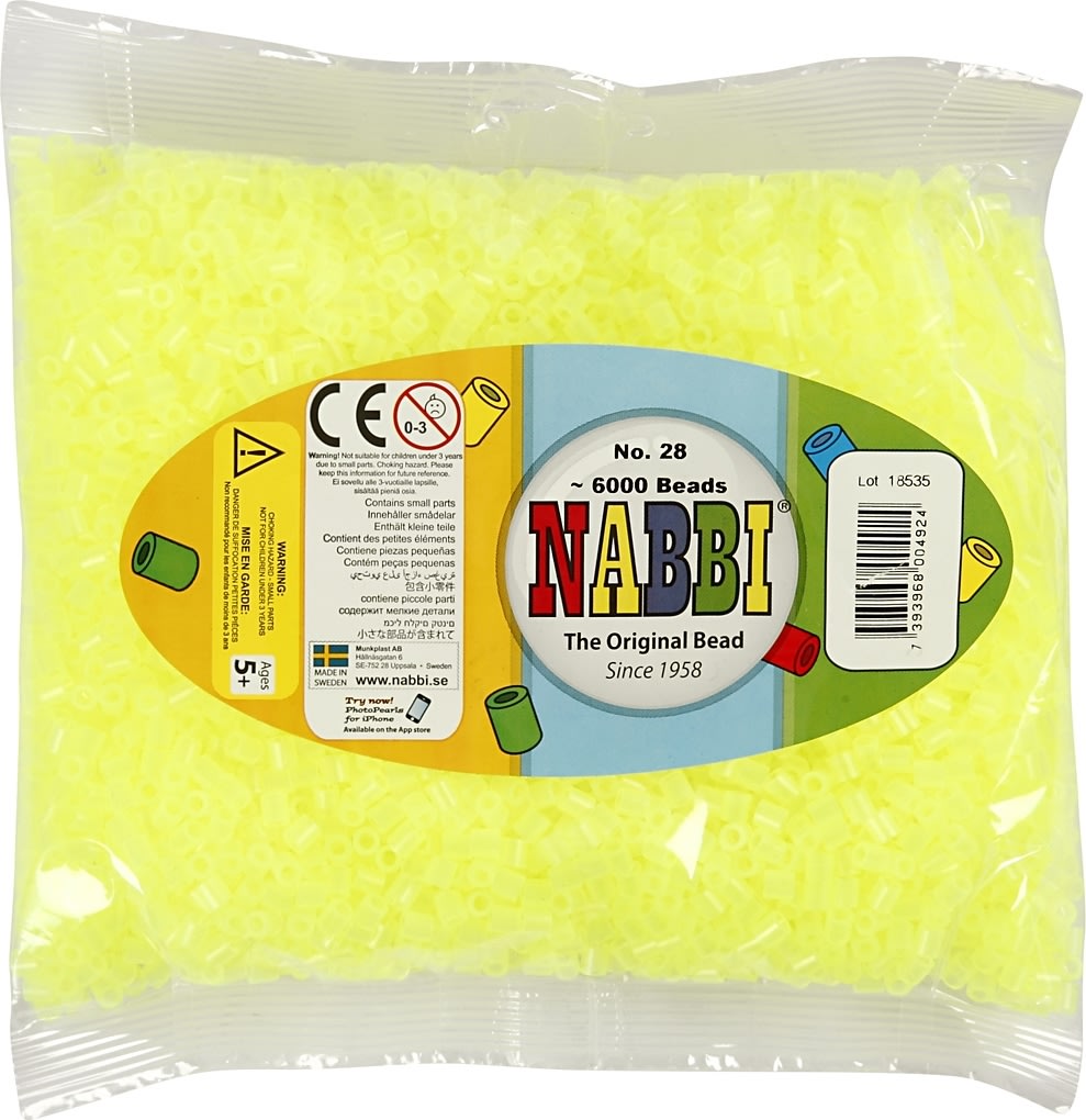 Nabbi Rørperler, 6000 stk, gul neon (28)