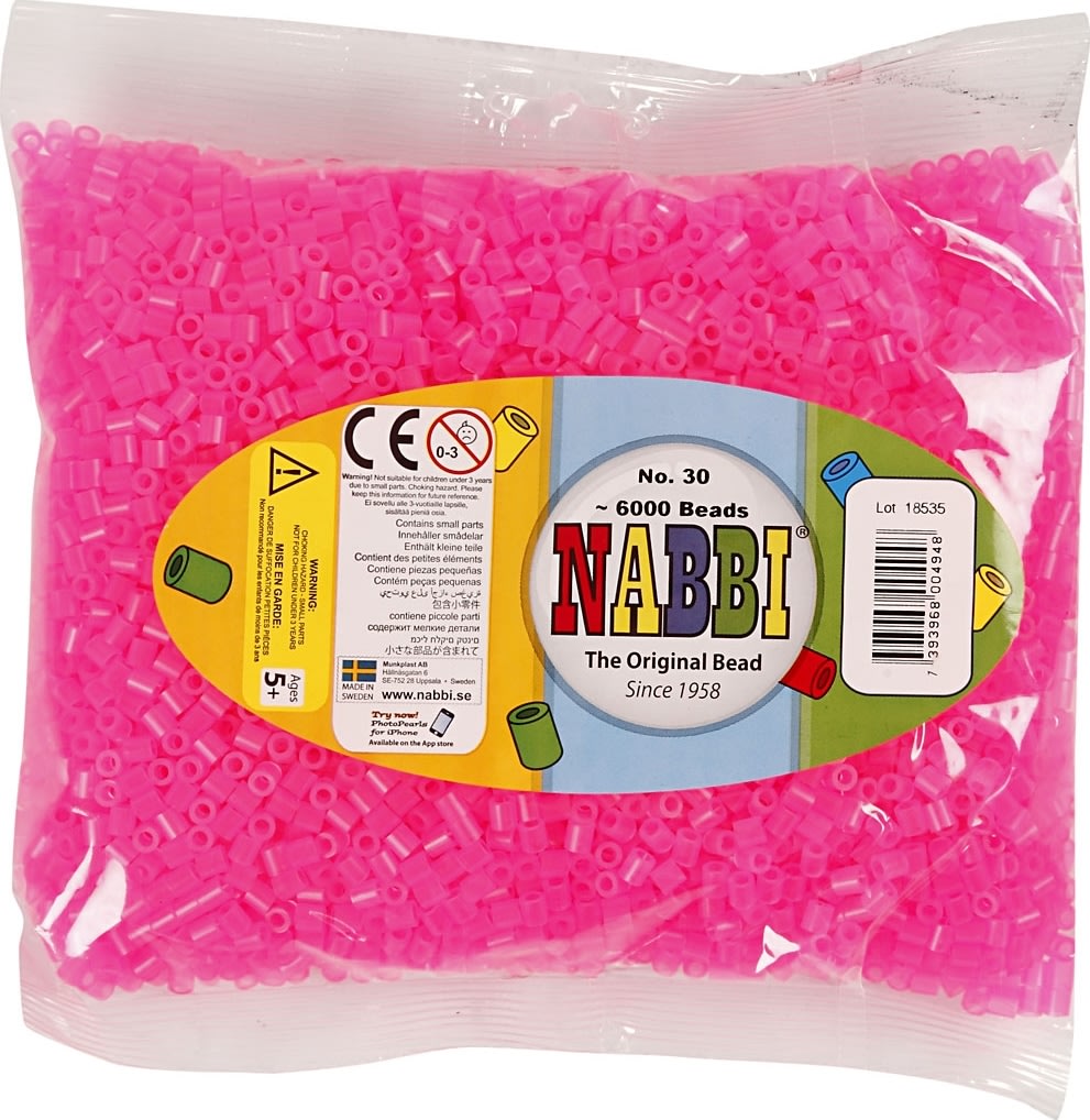 Nabbi Rørperler, 6000 stk, rosa neon (30)