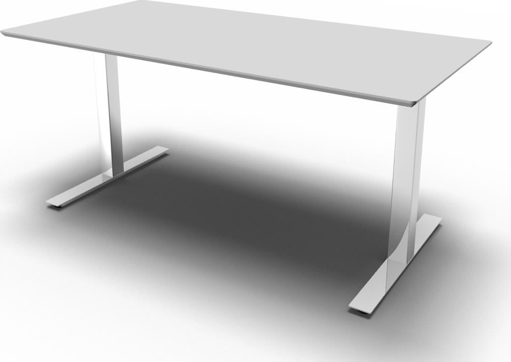Square Kantinebord, L 140 cm, Lys grå/Krom