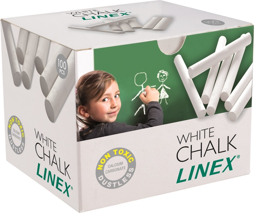Linex Tavlekridt | Hvid | 100 stk.