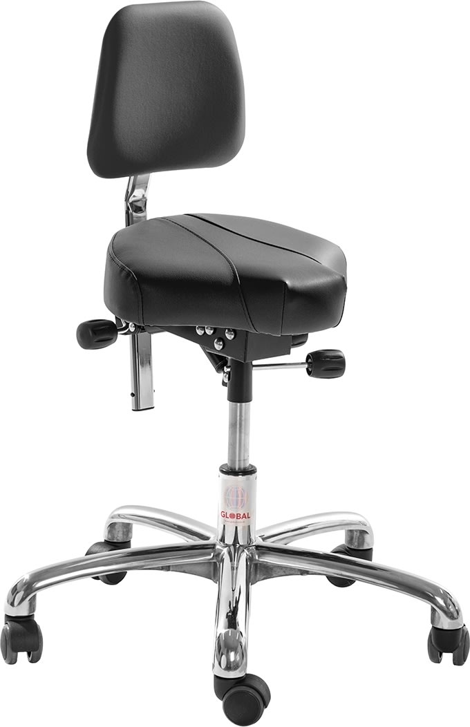 Gamma Sadelstol, Sort, Kunstlæder, 60-79cm, Ryglæn