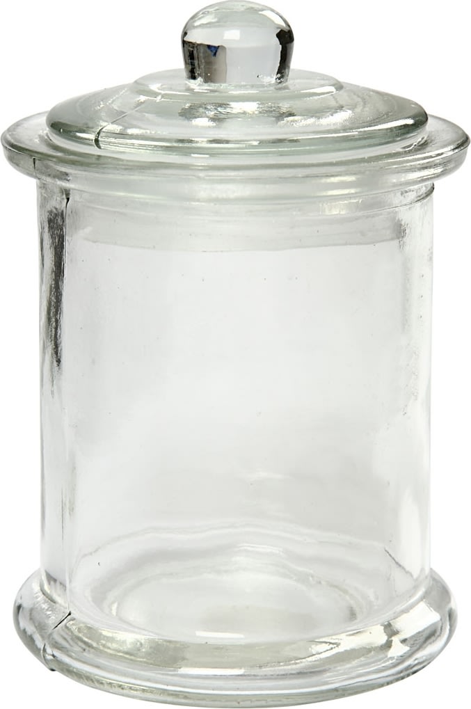 Glaskrukke m. låg, 330 ml, 10 stk
