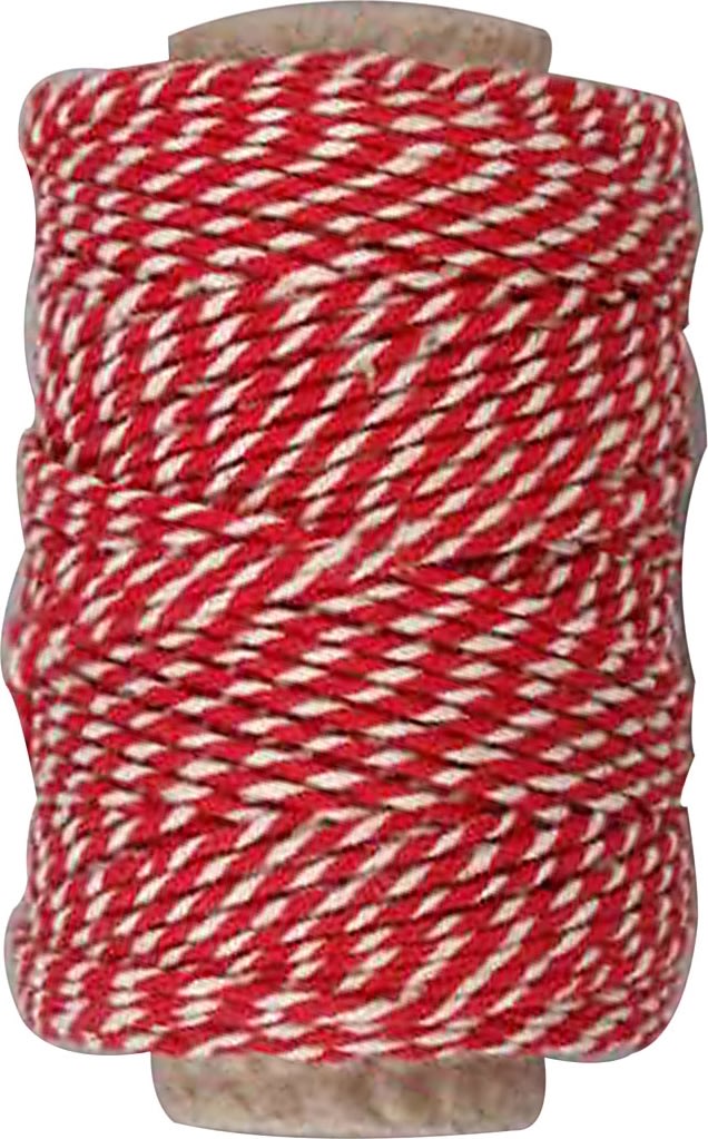 Bomuldssnor 1,1 mm x 50 m, rød/hvid