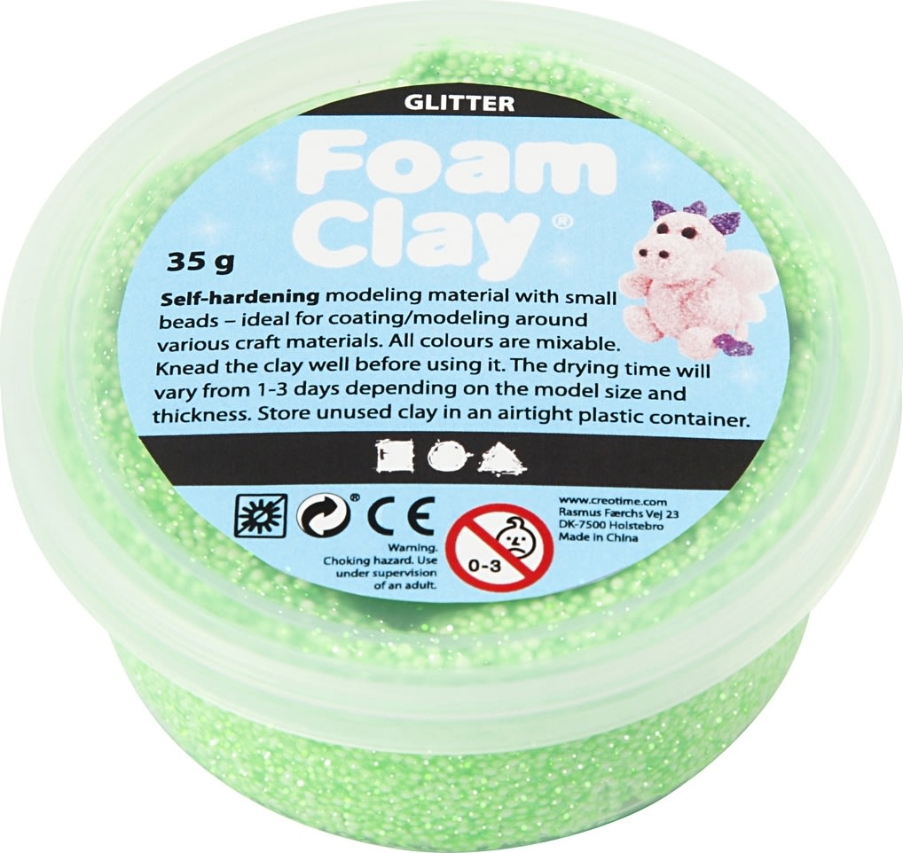 Foam Clay Modellervoks, 35 g, glitter, grøn