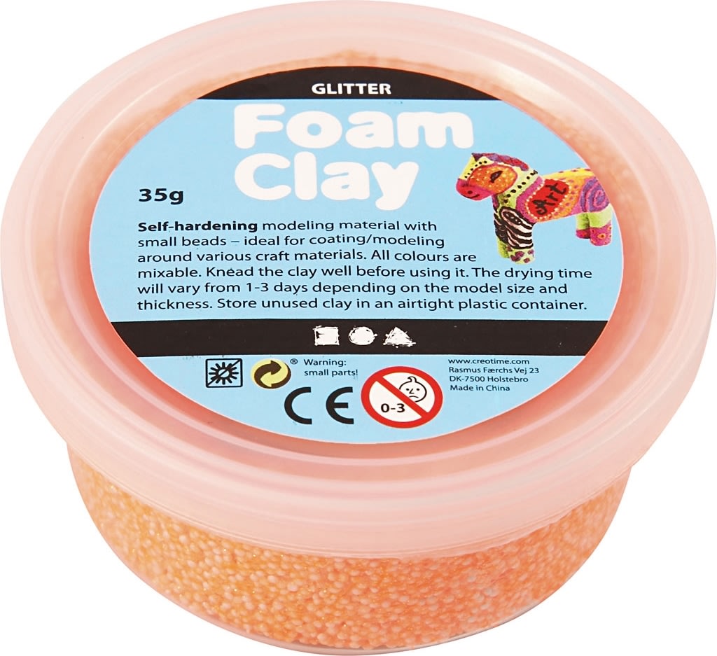 Foam Clay Modellervoks, 35 g, glitter, orange