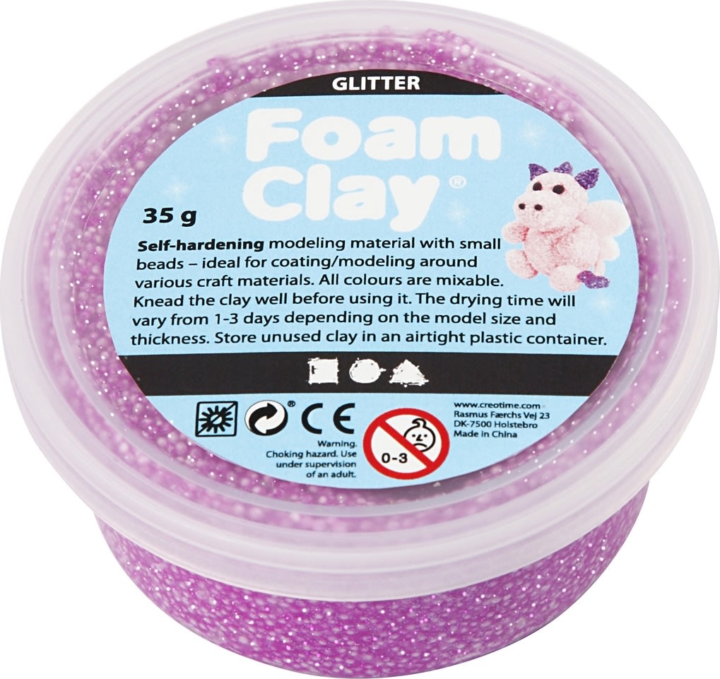 Foam Clay Modellervoks, 35 g, glitter, lilla