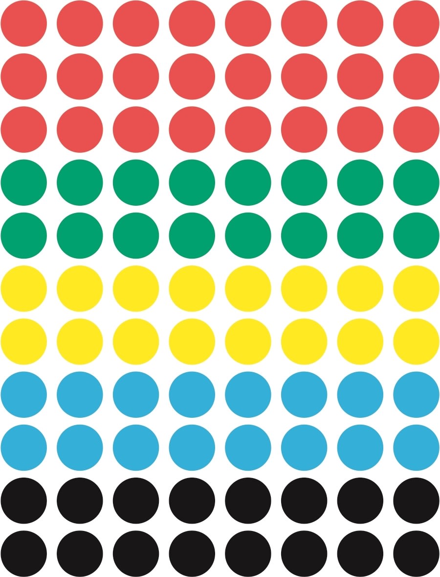 Avery Etiket farvedots | Ø8 mm | Mix | 416 stk.