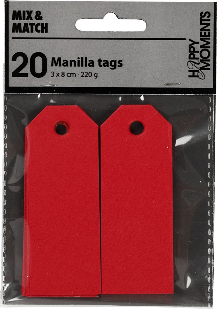 Happy Moments Manillamærker 3x8 cm, 20 stk, rød