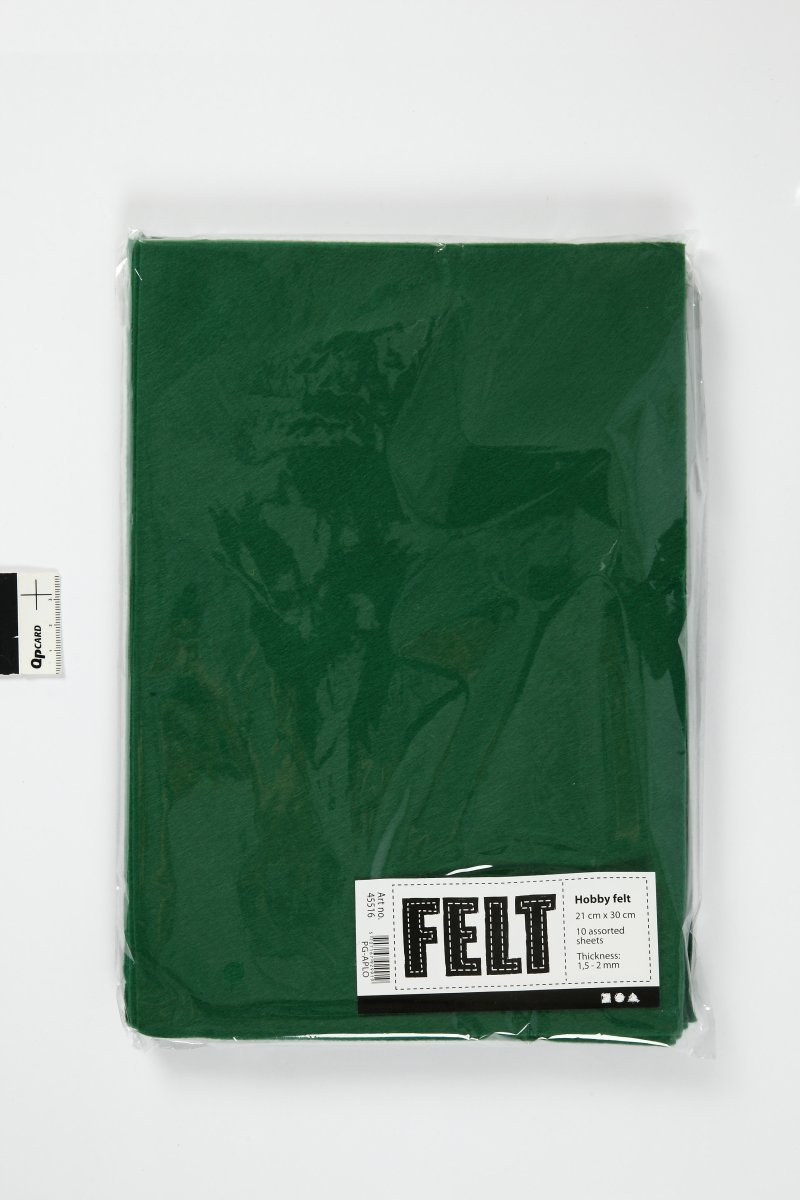 Hobbyfilt, A4 21x30 cm, 10 ark, grøn
