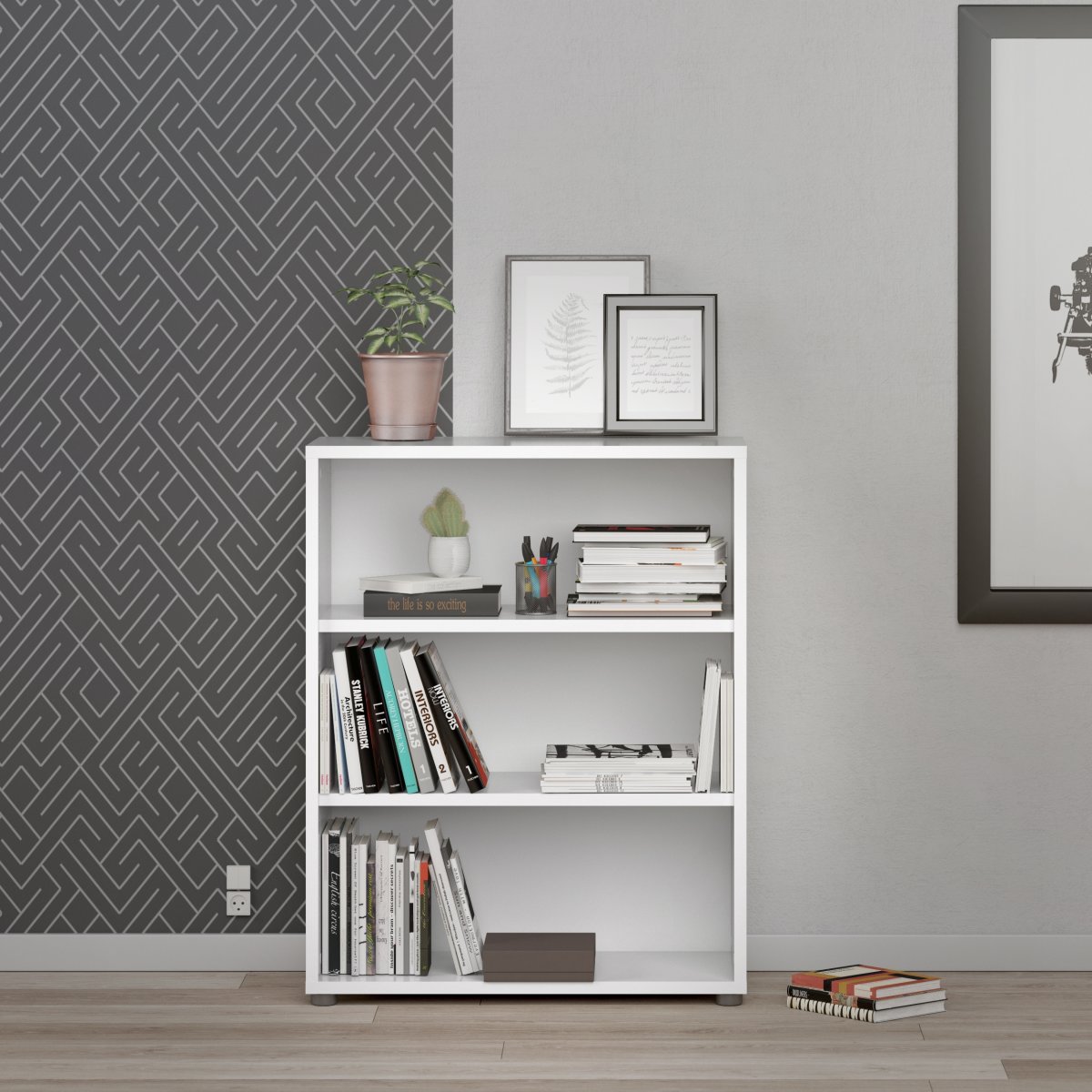 BudgetLine reol med 3 rum, hvid