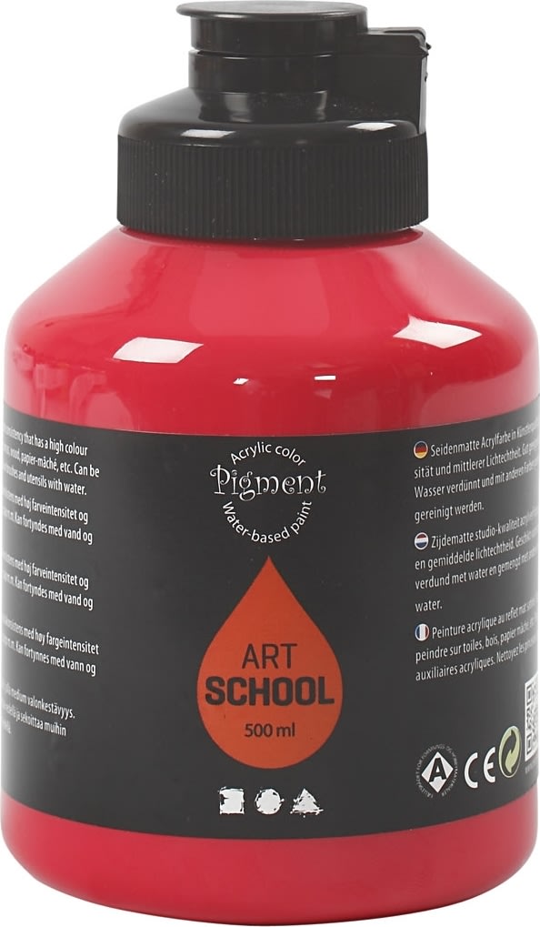 Pigment Kunstnermaling, 500 ml, primary red