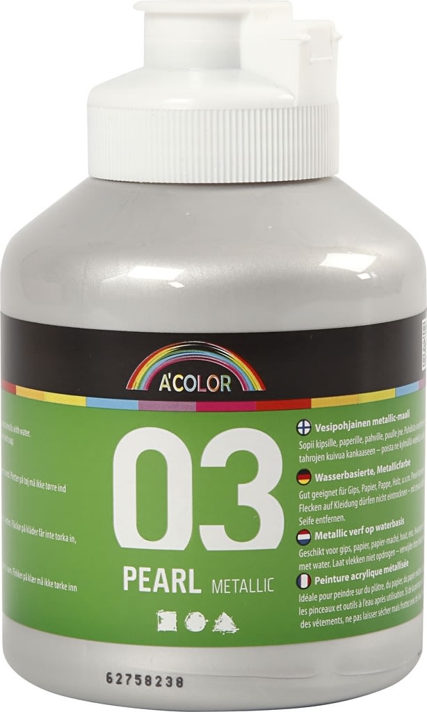 A'Color Akrylmaling, 500 ml, metallic, sølv