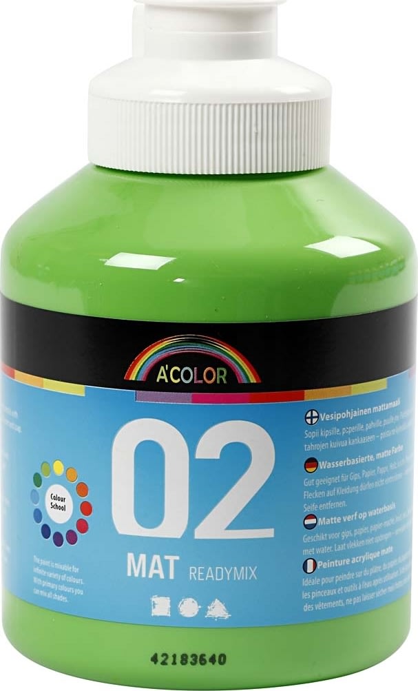 A'Color Akrylmaling, 500 ml, mat, lys grøn