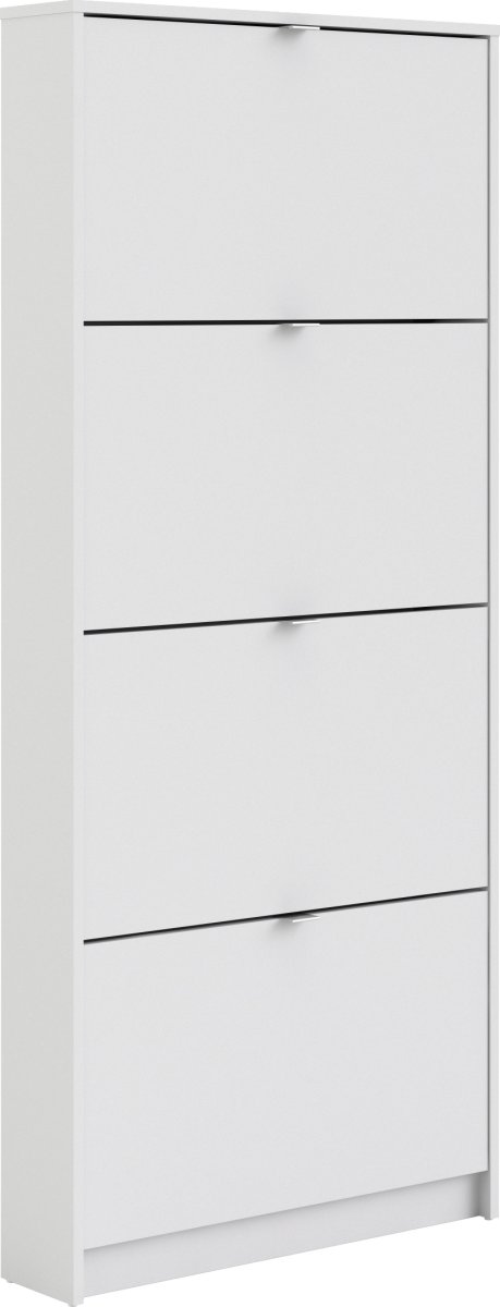 Coreline Skoskab m. 4 klaplåger og 4 rum, hvid
