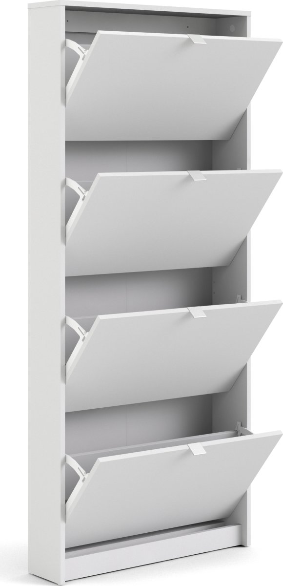 Coreline Skoskab m. 4 klaplåger og 4 rum, hvid