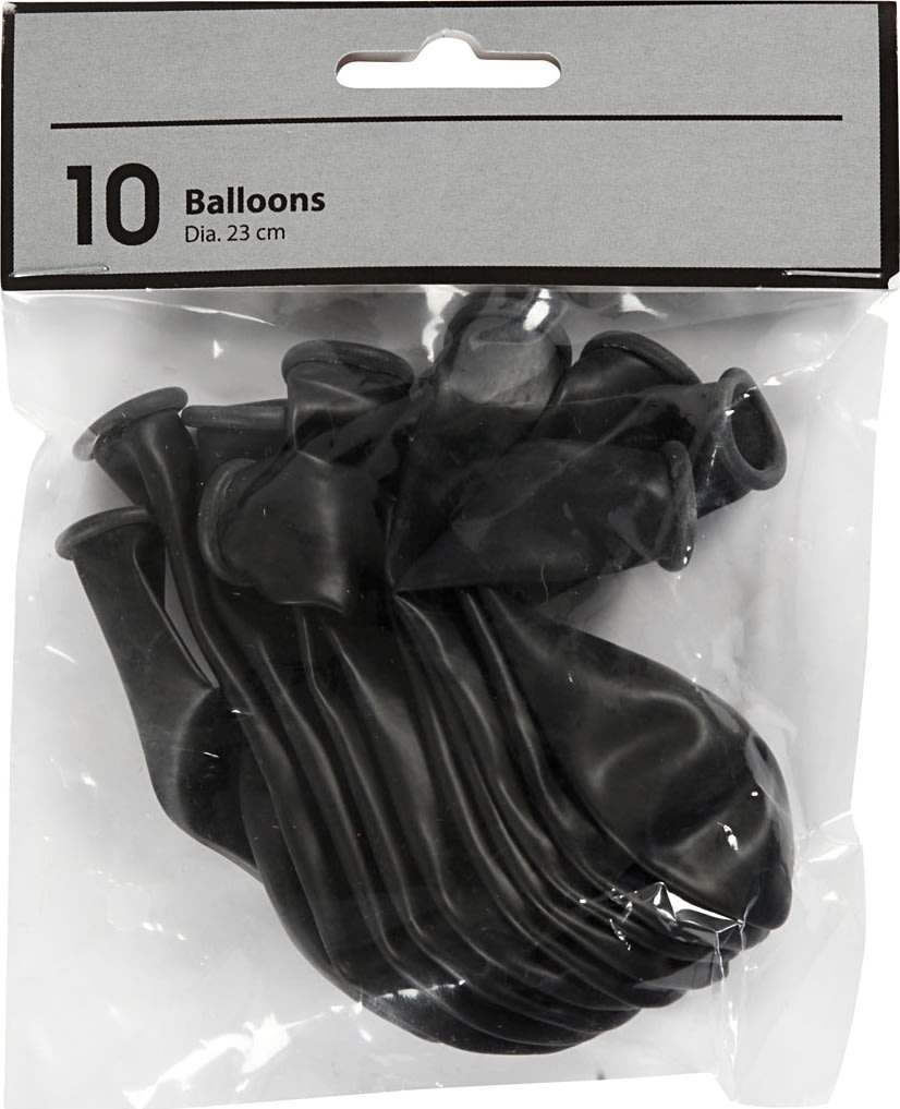 Balloner, sort, 10 stk