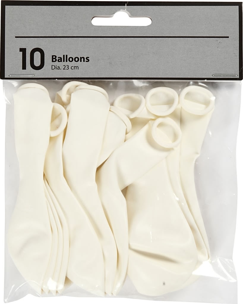 Balloner, hvid, 10 stk
