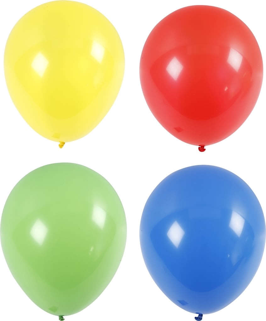 Kæmpe Balloner, gul/rød/grøn/blå, 4 stk