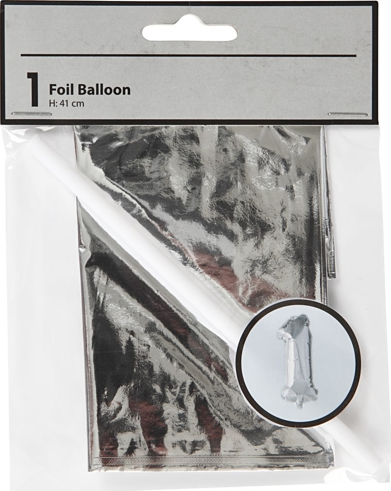 Folieballon, sølv, 1-tal