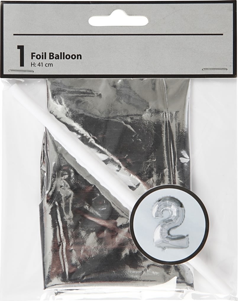 Folieballon, sølv, 2-tal