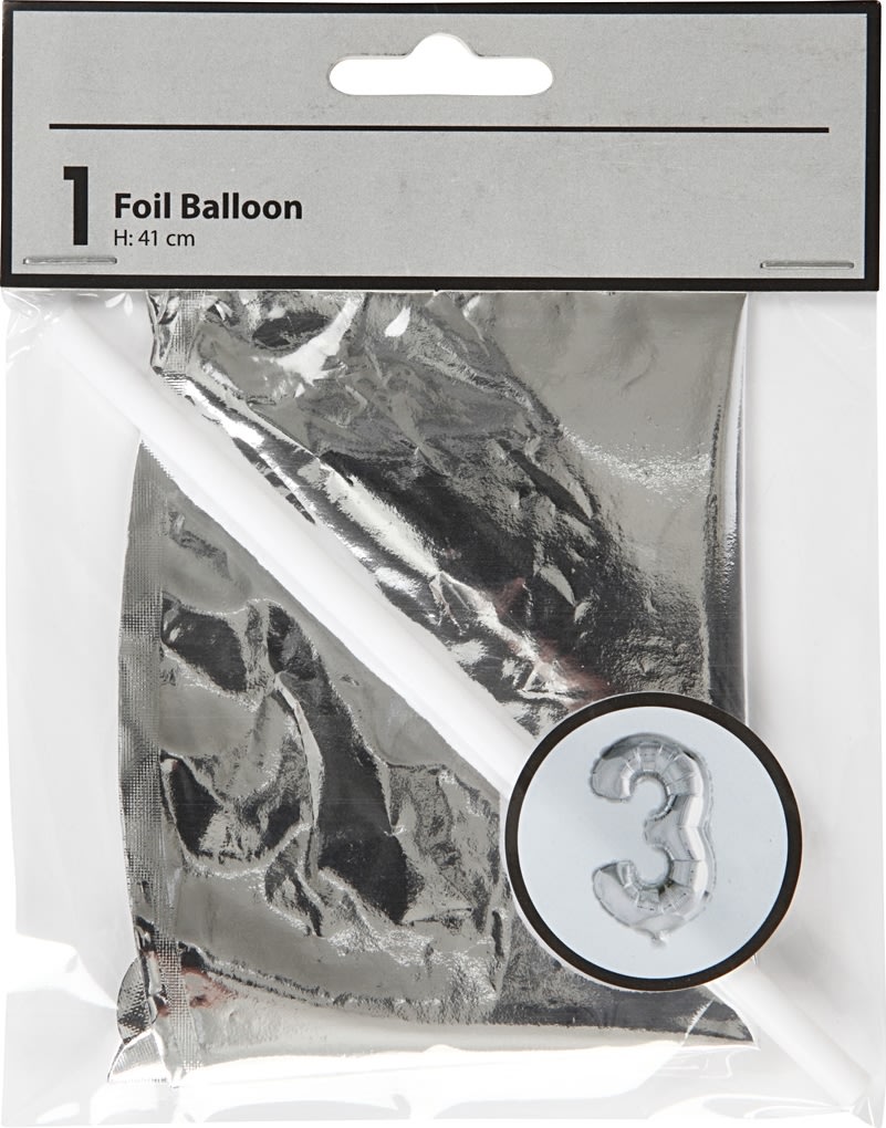 Folieballon, sølv, 3-tal