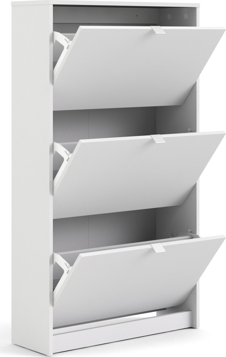 Coreline Skoskab m. 3 klaplåger og 6 rum, hvid