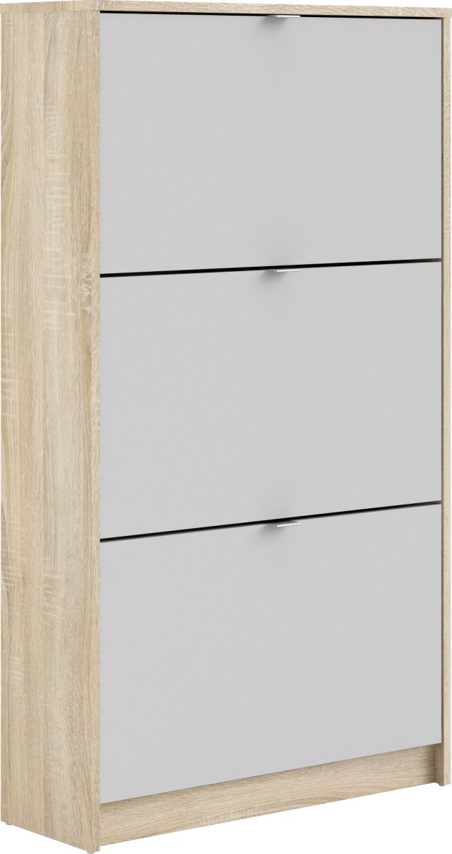 Coreline Skoskab m 3 klaplåger og 6 rum, eg/hvid