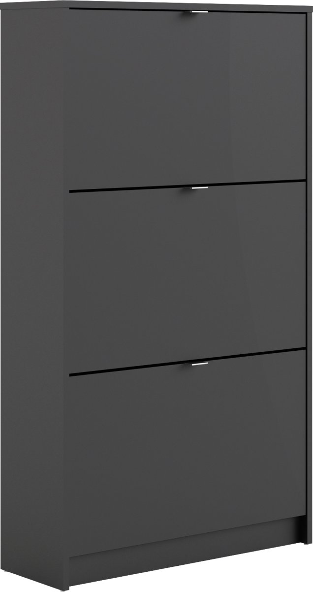 Coreline Skoskab m. 3 klaplåger og 6 rum, sort