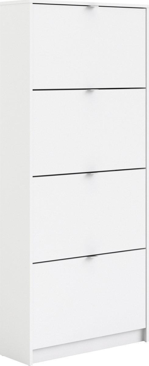 Coreline Skoskab m. 4 klaplåger og 8 rum, hvid