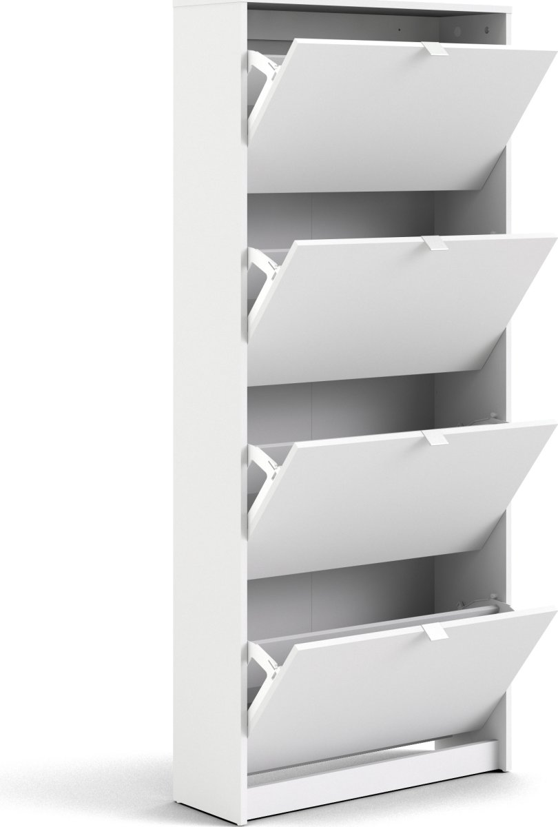 Coreline Skoskab m. 4 klaplåger og 8 rum, hvid
