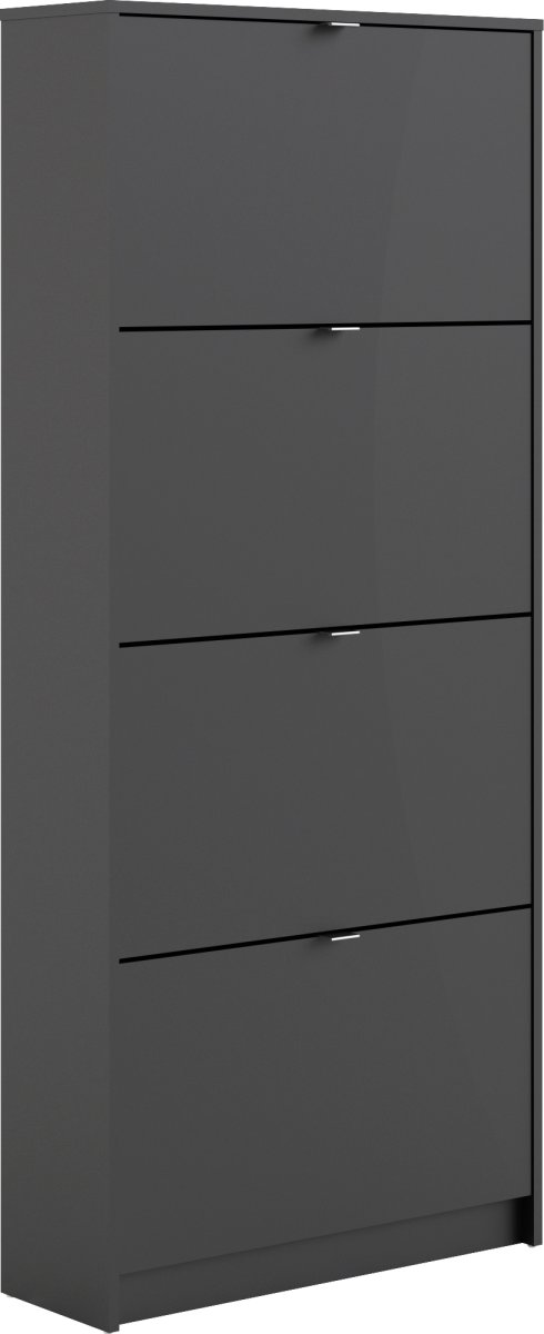 Coreline Skoskab m. 4 klaplåger og 8 rum, sort