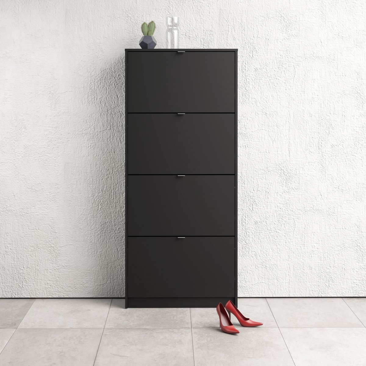 Coreline Skoskab m. 4 klaplåger og 8 rum, sort