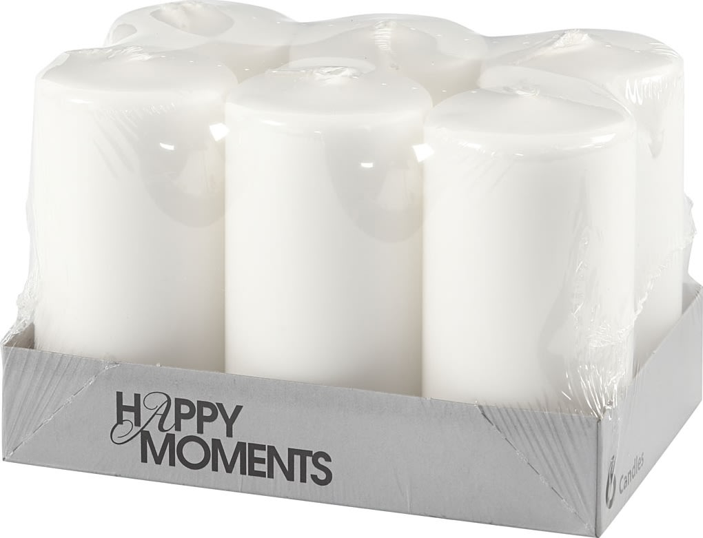 Happy Moments Bloklys, 5 x 10 cm, hvid, 6 stk