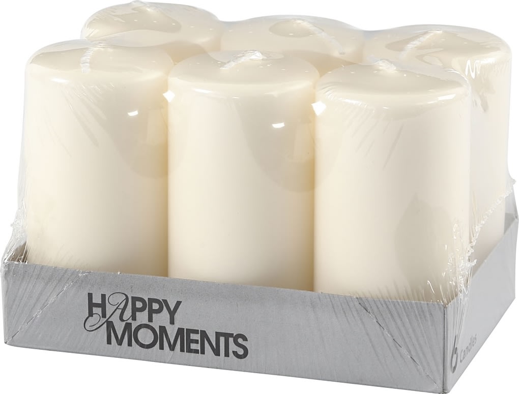 Happy Moments Bloklys, 5 x 10 cm, råhvid, 6 stk