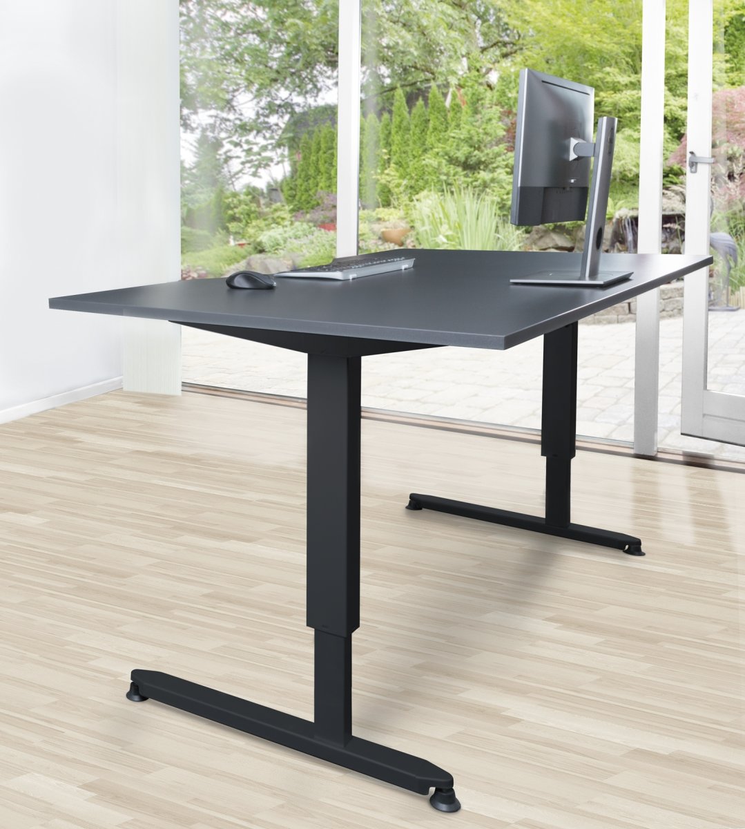 Stay hæve-/sænkebord, 180x90 cm, grå/sort
