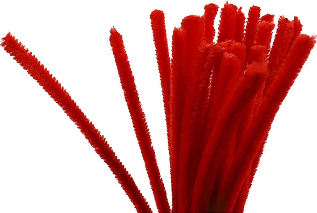 Chenille Piberensere 9 mm, rød, 25 stk