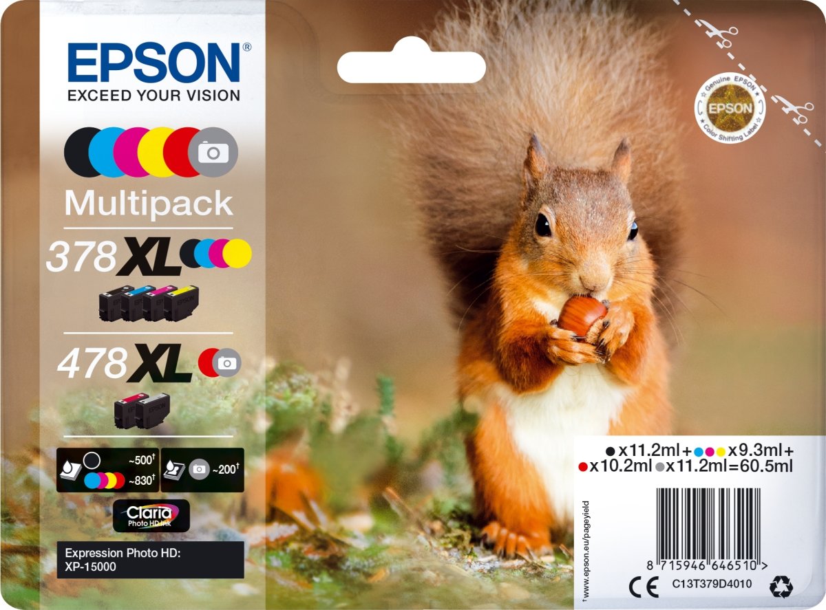 Epson T478 XL multipakke, 6 farver