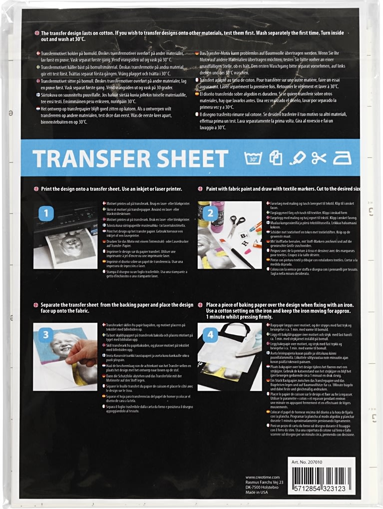 Transferpapir 21,5x28 cm, transparent, 5 ark