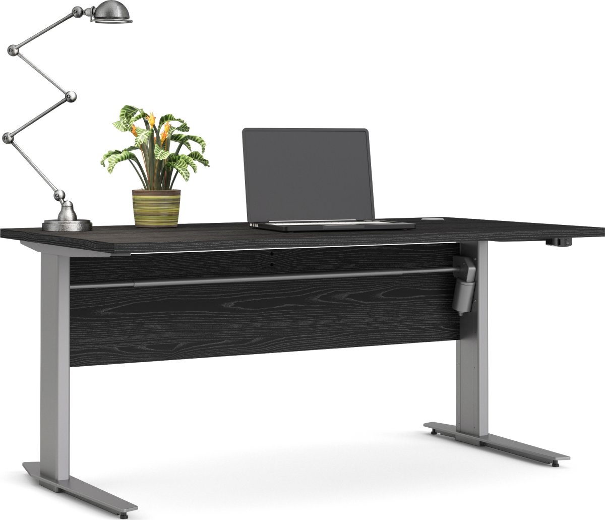 BudgetLine hæve-/sænkebord, 150x80cm, sort/alu