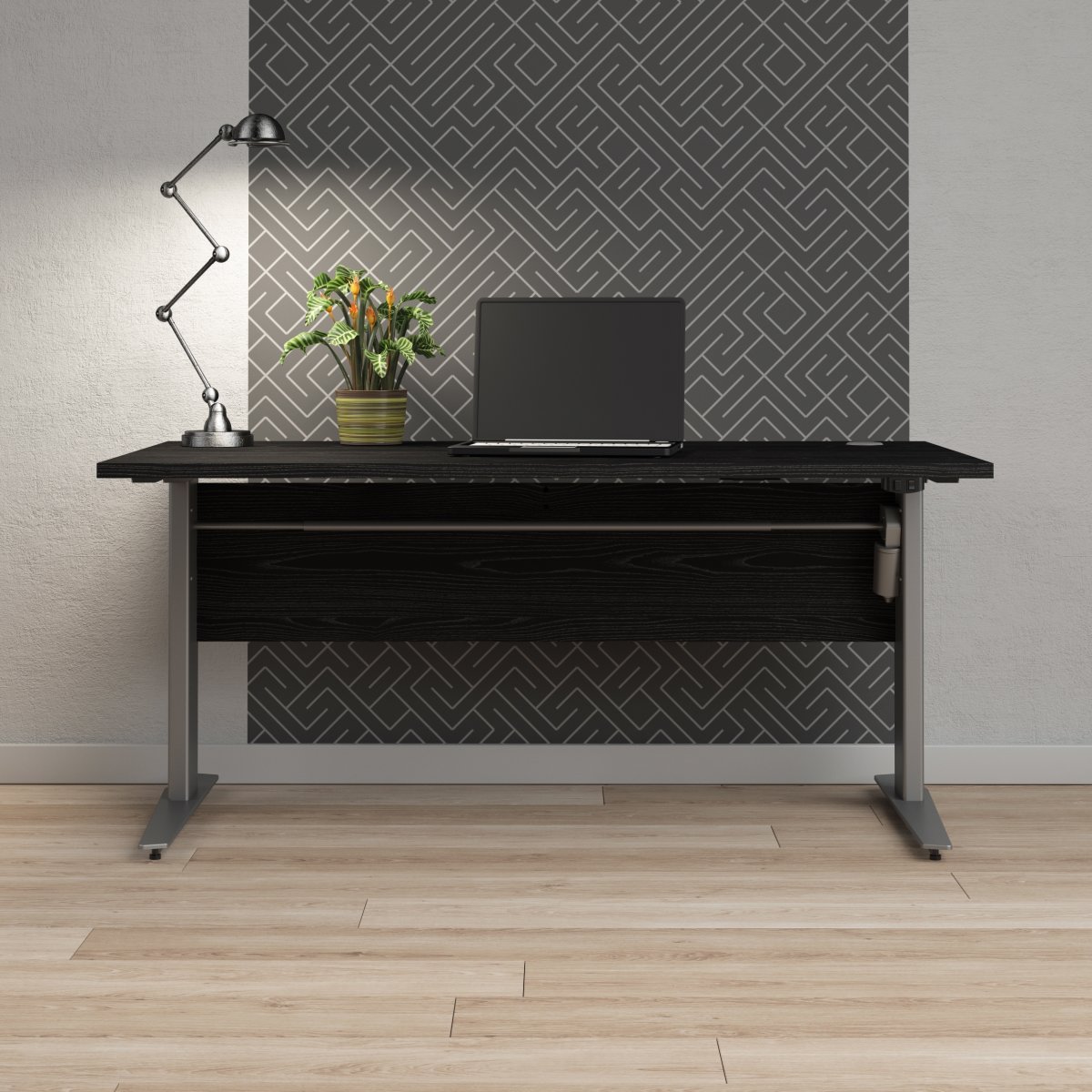 BudgetLine hæve/sænkebord, 150x80cm, sort/alu stel