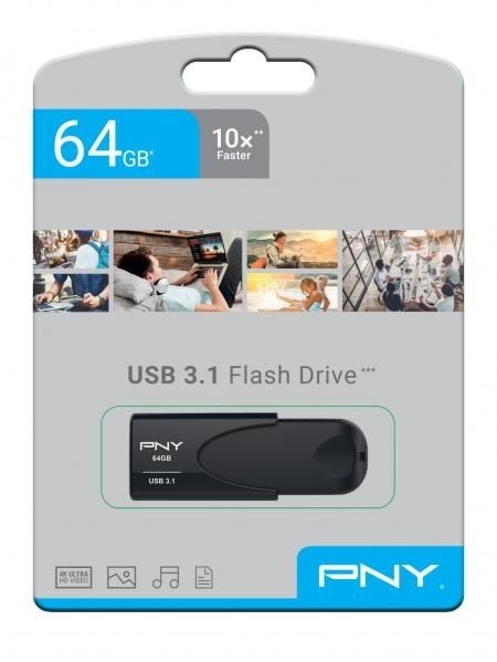 PNY USB 3.1 Attache 4 - 64GB, sort